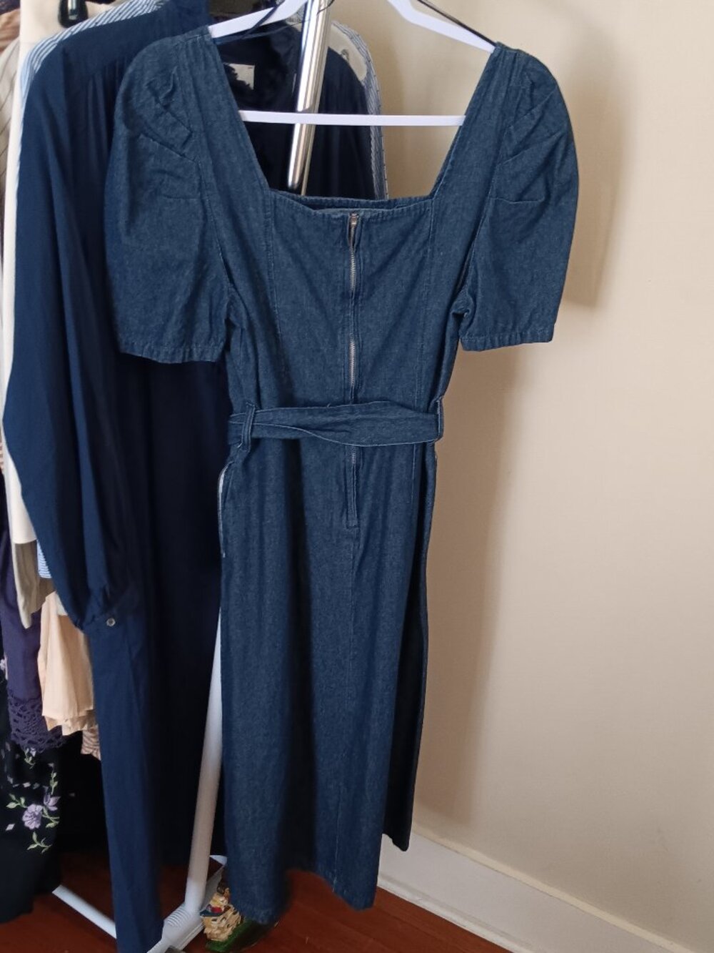 Blue Medium Wash 100% Cotton Denim Dress Short Sleeve Size Small - Picture 6 of 12